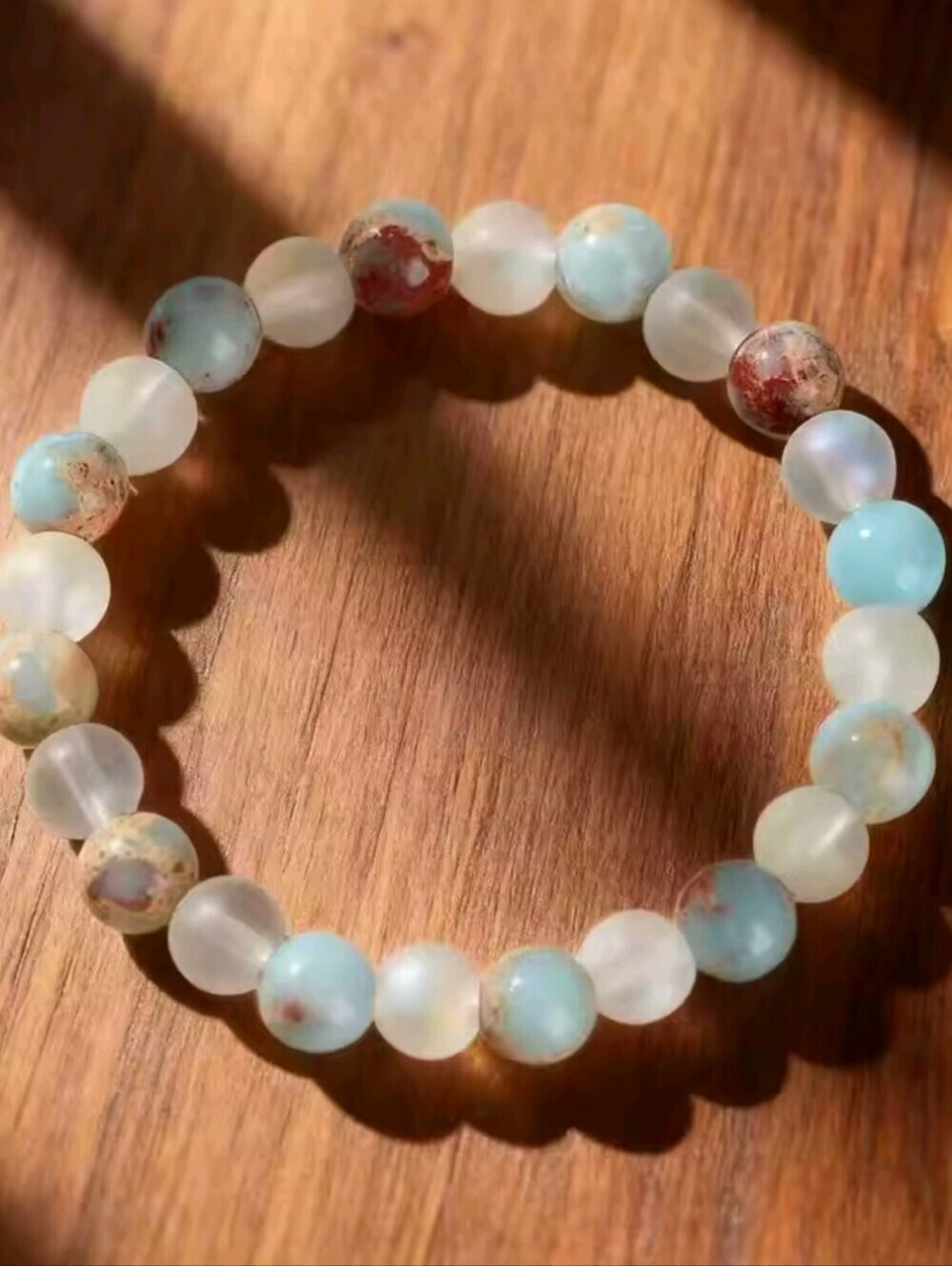 Health Crystal Bracelet Ocean Jasper Halo Quartz Stretch Beaded Bracelet - Picture 8 of 10